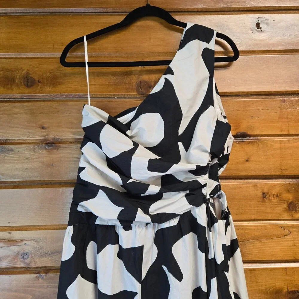 NWOT Abercrombie&Fitch Fiore One Shoulder Maxi CutOut High Slit Dress Pockets L